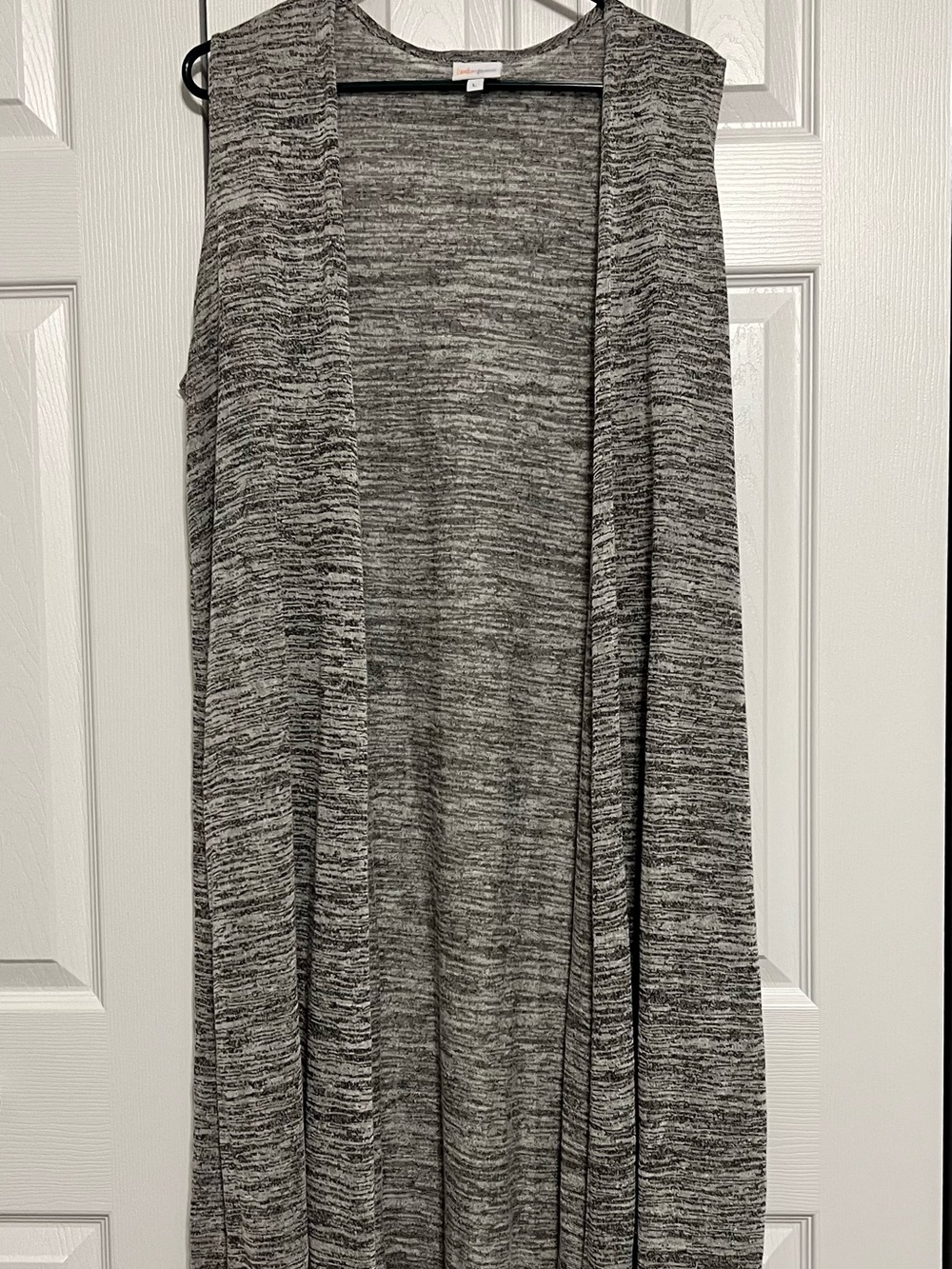 LuLaRoe Gray Marled Open Front Sleeveless Cardigan